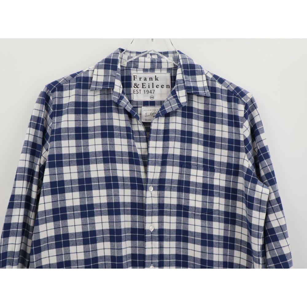 Frank & Eileen Shirt Eileen XXS Blue White Plaid Button Long Sleeve Top NEW - Picture 4 of 8